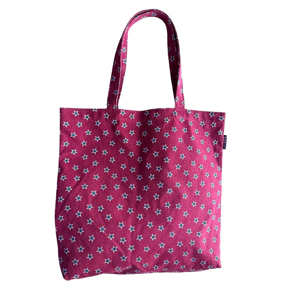 J.Crew Red with Blue Stars Canvas Tote Bag NEW with Tags Fun School Work Bag